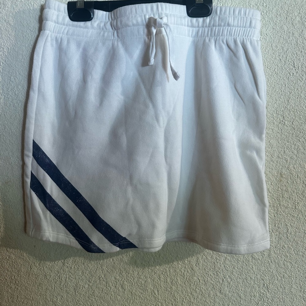 Grayson Threads White Skirt with Navy Stripes